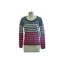 100% Cashmere Frauen Einfache gestreifte Strickpullover